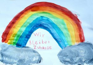 Dieser Regenbogen wurde gemalt von David, 7 Jahre und seinem Bruder Patrik, 3 Jahre